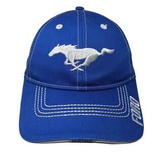 Ford Mustang Baseball Cap Blue One Size Adjustable Embroidered Cotton Open Road